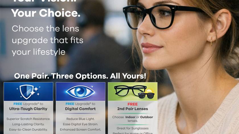 Receive a FREE set of prescription sunglass lenses, when you purchase a pair of premium coated single vision or multifocal lenses. (T&C’s apply)